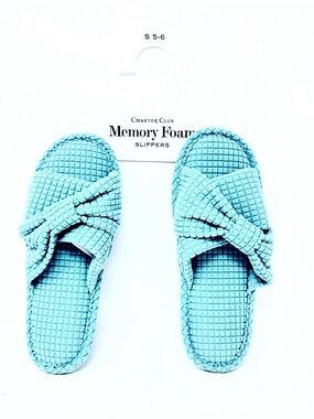NEW Charter Club Women's Slippers in Teal With Tags House Shoes Cushioned N/WTAG
